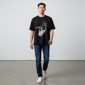 remera corte boxy de algodon estampado | Remeras | Negro | Fesera La Plata | La Plata, Argentina