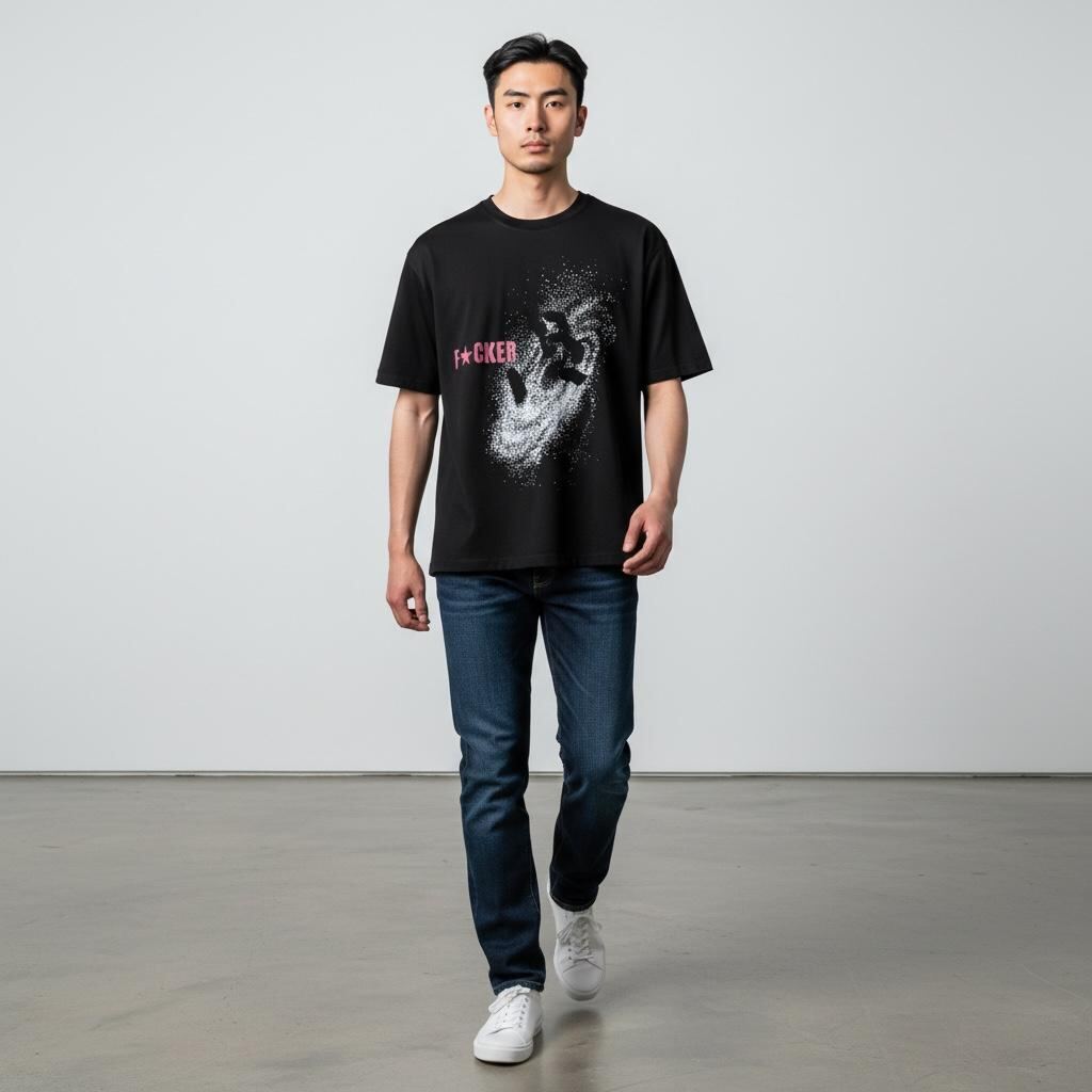 remera corte boxy de algodon estampado | Remeras | Negro | Fesera La Plata | La Plata, Argentina