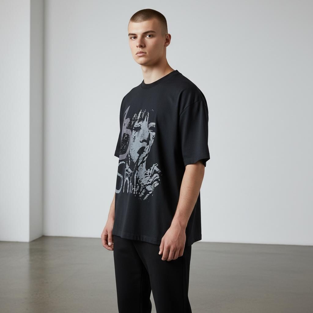 remera corte boxy de algodon estampado | Remeras | Negro | Fesera La Plata | La Plata, Argentina