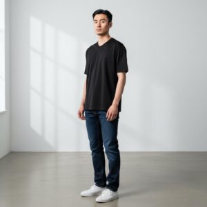 Remera lisa de algodon con escote en v | Remeras | Negro, Blanco | Fesera La Plata | La Plata, Argentina