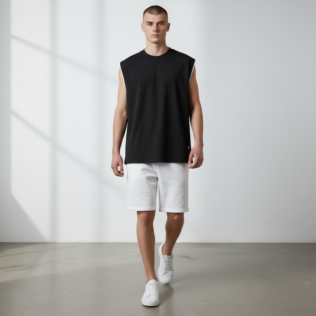 Musculosa Wafle Lisa | Remeras | NEGRO, BLANCO | Fesera La Plata | La Plata, Argentina