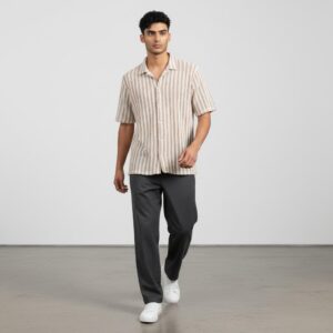Camisa tejida de hilo natural a rayas. | Camisas | NATURAL | Fesera La Plata | La Plata, Argentina