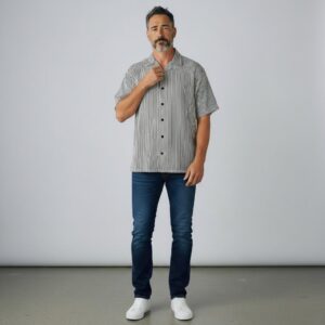 Camisa a rayas de lino negra. | Camisas | NEGRO | Fesera La Plata | La Plata, Argentina
