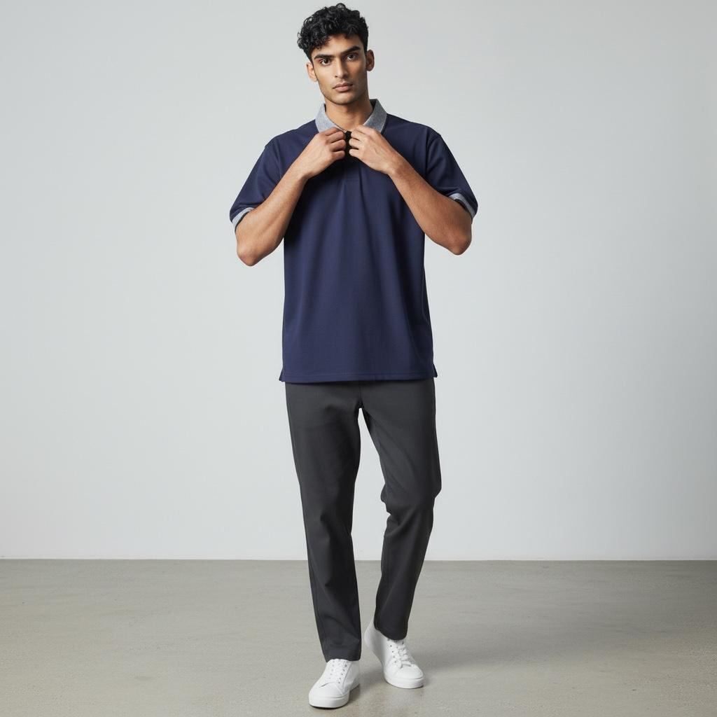 Chomba lisa de algodón. | Remeras | AZUL, CREMA | Fesera La Plata | La Plata, Argentina